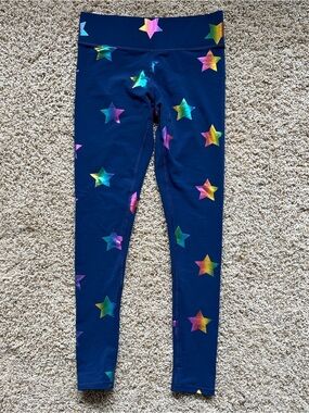 Terez Navy Rainbow Foil Star Leggings Sz Small